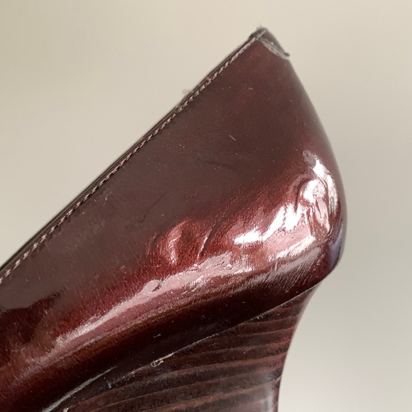 Marc Fisher - brown patent-style wedges, size 8, 2” heel, good used condition - Picture 8 of 11